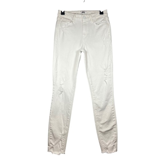 PAIGE Hoxton Ankle Jeans Destructed, Crisp White, Size 28 - Picture 2 of 8